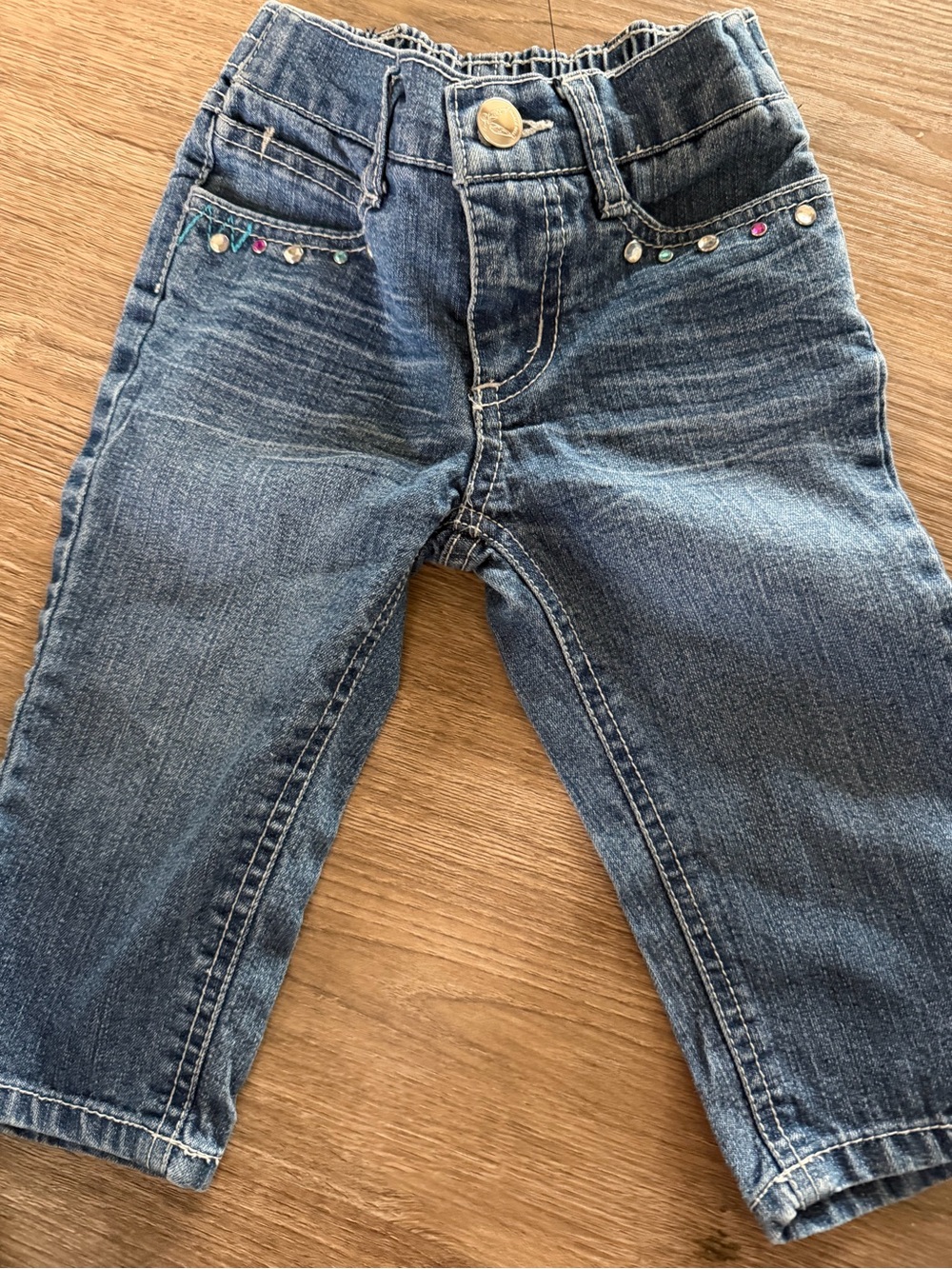 Y2K Disney Tinker Bell Girls' Blue Denim Jeans with Rhinestone Accent